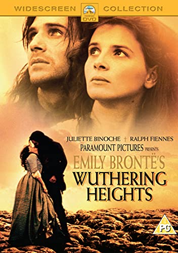 Wuthering Heights" DVD cover featuring Ralph Fiennes and Juliette Binoche.