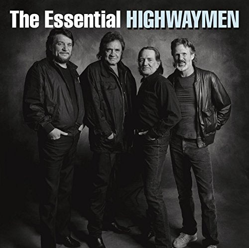 Black and white photo of four men, The Highwaymen, in casual wear.