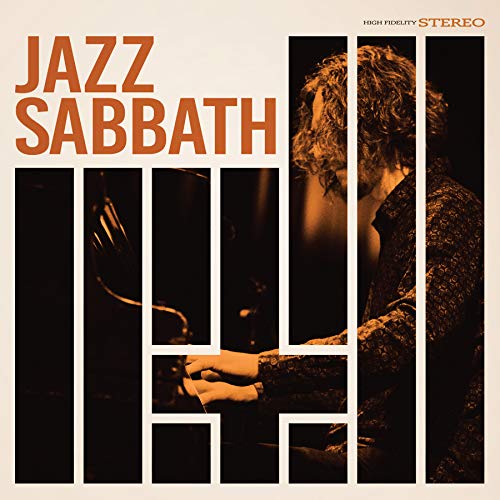 Album cover showing a pianist in a sepia-toned, vertical striped graphic design.