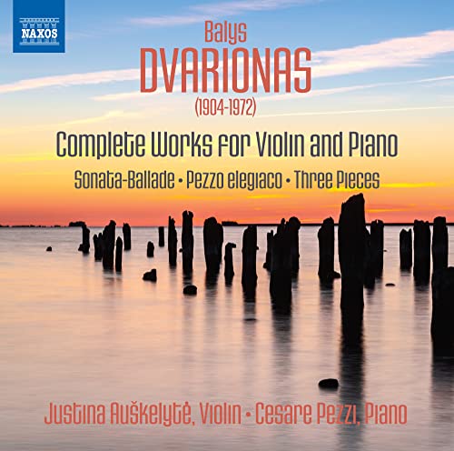 CD cover for Balys Dvarionas’ violin and piano works, with a seascape.