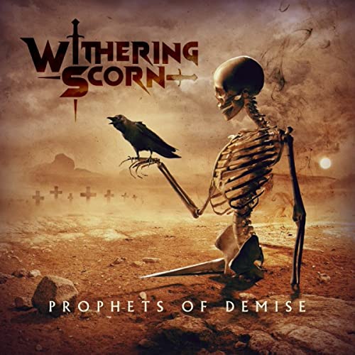 Album cover: skeleton, raven, and desolate landscape in muted tones.
