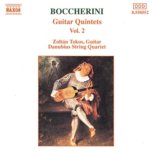 CD cover for Boccherini’s Guitar Quintets, Vol. 2, featuring classical art.
