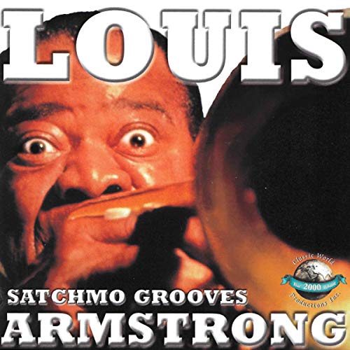 Louis Armstrong portrait on CD cover, playing trumpet, with album title.