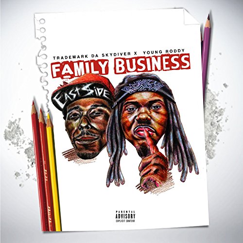 CD cover for "Family Business" featuring two men with bandanas and pencils.
