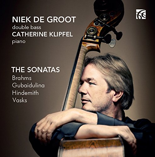 CD cover featuring a double bassist and pianist, album titled "The Sonatas".