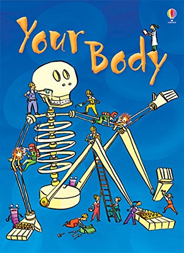Book cover depicting a cartoon skeleton being “built” by workers.