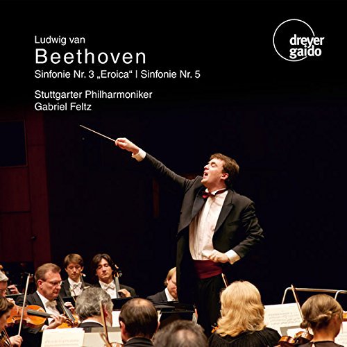 Conductor leading orchestra, Beethoven's "Eroica" symphony album cover.