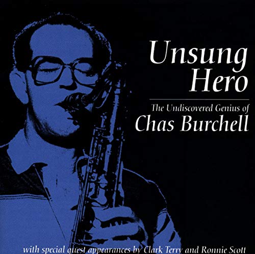 CD cover featuring Chas Burchell playing saxophone in blue tones.