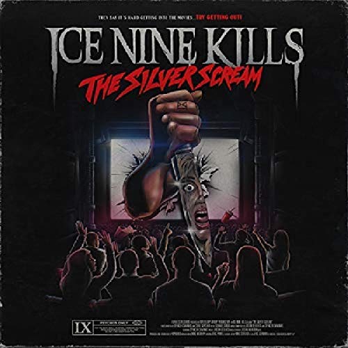 Ice Nine Kills album cover: hand holding a knife through a movie screen.
