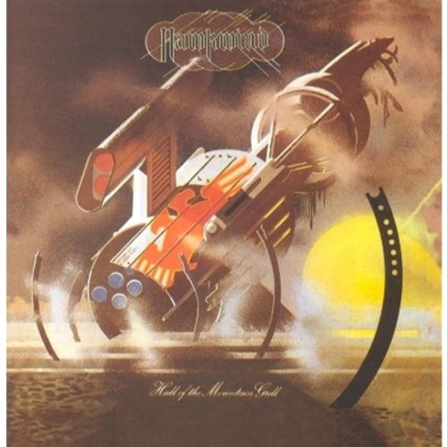 Hawkwind album cover: a futuristic spaceship over a yellow landscape.