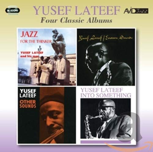CD cover for Yusef Lateef’s four jazz albums, featuring portraits and scenes.