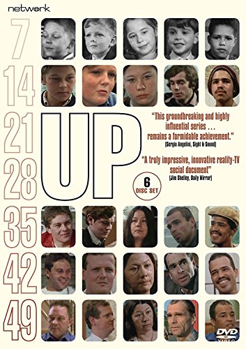 DVD cover showing a grid of portraits of people aging over time with the title UP.
