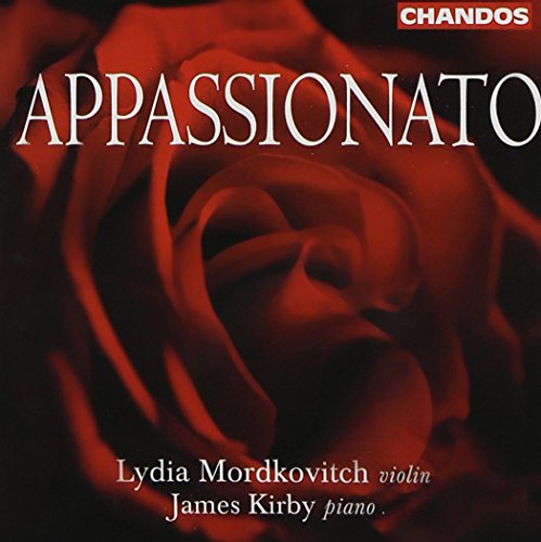 CD cover: red rose with "APPASSIONATO" text, Lydia Mordkovitch and James Kirby named.