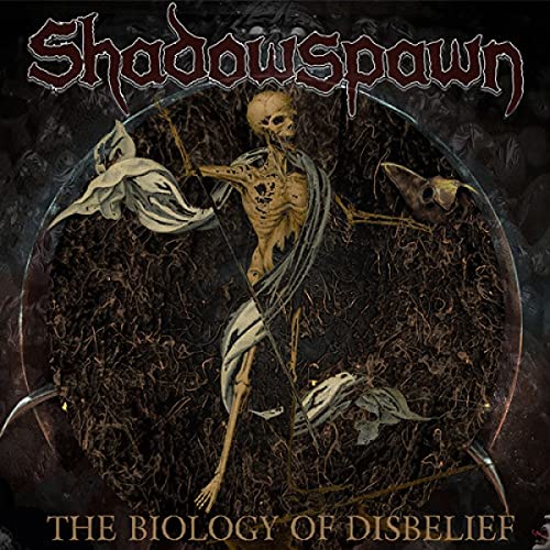 CD cover for Shadowspawn’s “The Biology of Disbelief” with skeletal imagery.