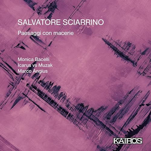 CD cover for Salvatore Sciarrino’s “Paesaggi con macerie” with abstract pink brushstrokes.