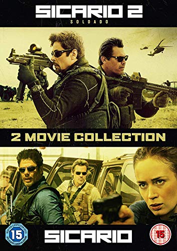 Sicario 1 & 2 DVD cover featuring Benicio del Toro and Josh Brolin.