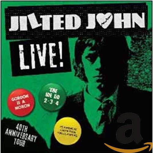 Jilted John - Live!" CD cover with green and black graphics, and text.