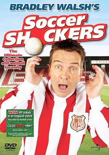 DVD cover for "Soccer Shockers" featuring a surprised man in a soccer jersey.
