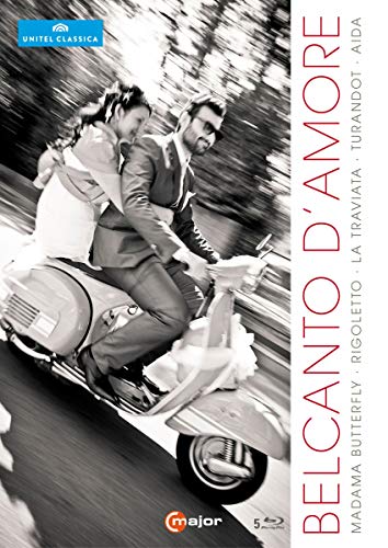 Blu-ray cover: couple on a vintage scooter, opera titles listed.