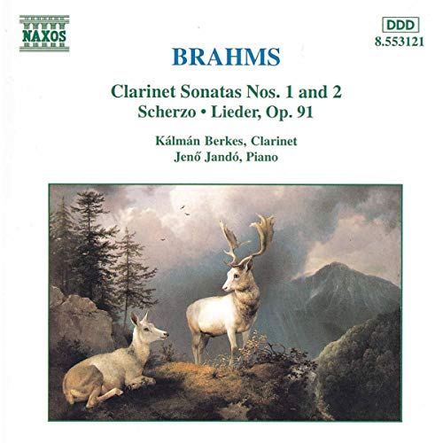 CD cover for Brahms’ Clarinet Sonatas featuring deer in a forest.