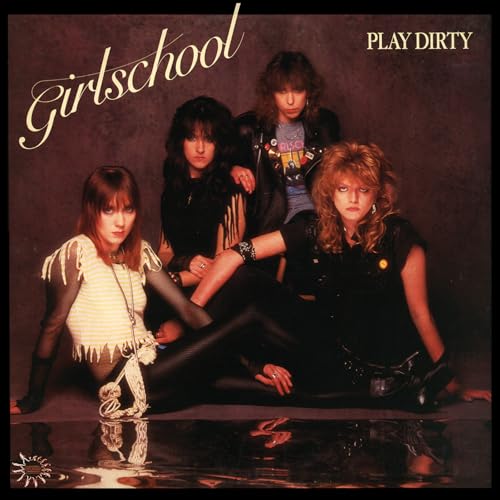 Girlschool album cover: four women with long hair posing together.