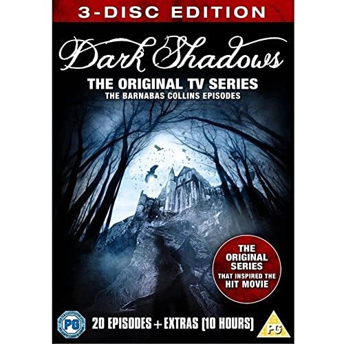 Dark Shadows" DVD cover with a gothic landscape and title text.
