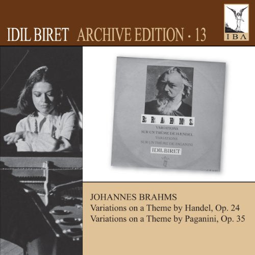 CD cover featuring pianist Idil Biret and composer Johannes Brahms portraits.