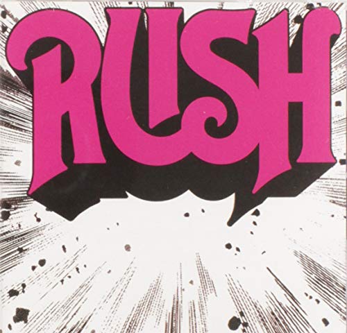 The word RUSH in large pink letters over a white background with black lines.