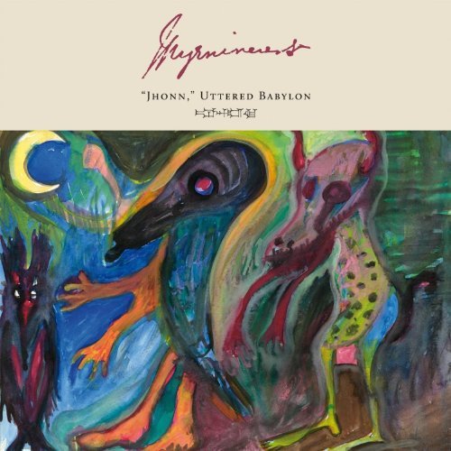 Album cover for "Jhonn," Uttered Babylon by Myrninerest, featuring abstract figures.