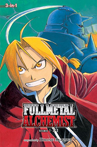 Fullmetal Alchemist manga cover featuring Edward Elric and Alphonse Elric in blue armor.