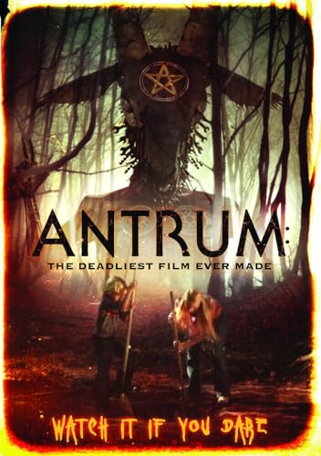DVD cover for horror film "Antrum" featuring a skull and forest scene.