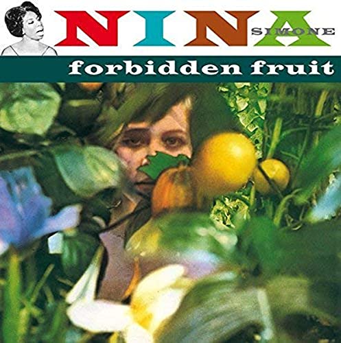 Nina Simoneās āForbidden Fruitā album cover with fruit and a face obscured by leaves.