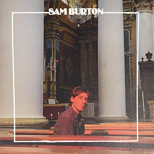Vinyl record cover featuring a man sitting in a church with Sam Burton text.