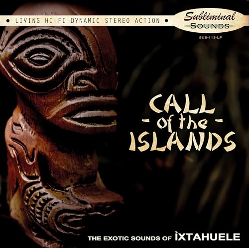 Album cover for “Call of the Islands” featuring a carved wooden face.