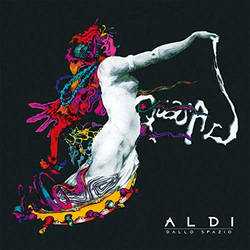 Vinyl album cover: colorful abstract art with a white sculpted figure.