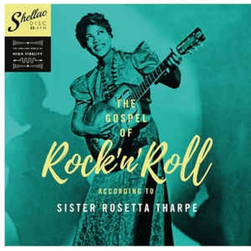 Sister Rosetta Tharpe album cover with teal background and guitar.