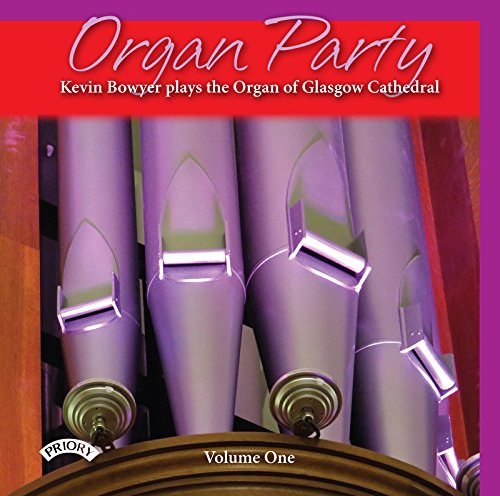 CD cover for “Organ Party” featuring silver organ pipes and purple background.