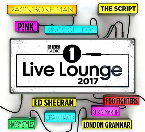 BBC Radio 1’s Live Lounge 2017 CD cover with artist names in colorful boxes.