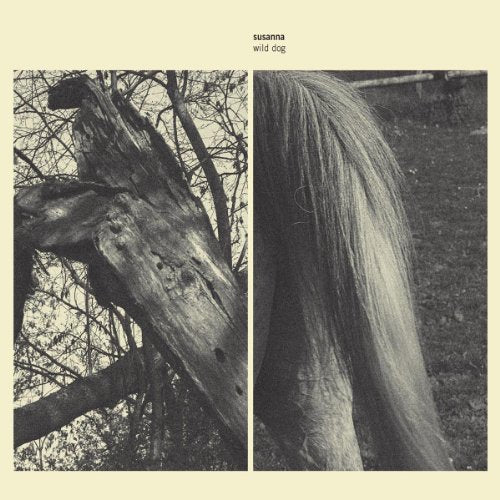 Black and white album cover featuring a tree and a dog’s hindquarters.
