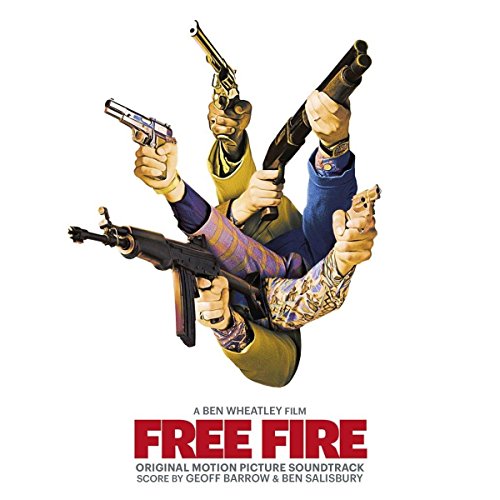 Arms holding various firearms against a white background, album cover art.