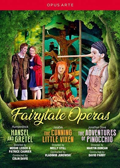 DVD cover for "Fairytale Operas" featuring characters from three operas.