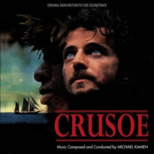 CD cover for "Crusoe" soundtrack featuring two men and a sailing ship.