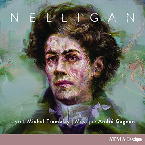 Painted portrait of Émile Nelligan, a poet, with text "Nelligan" above.