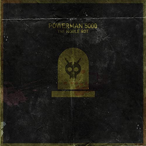 Powerman 5000 album cover: dark background with skull and tombstone graphic.