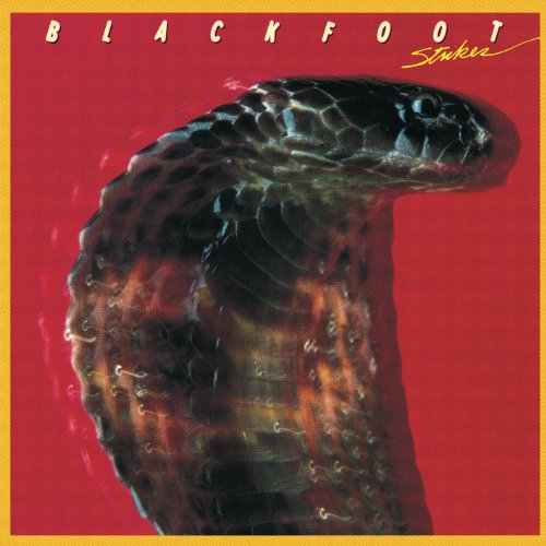 CD album cover: red background with a coiled, striking black snake.