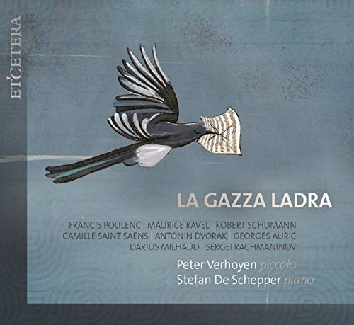 CD cover: magpie with sheet music, titled "La Gazza Ladra".