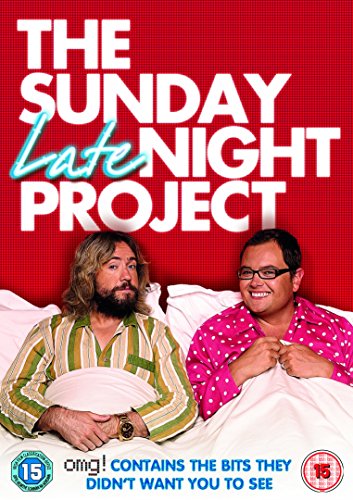 DVD cover for "The Sunday Late Night Project" featuring two men in bed.