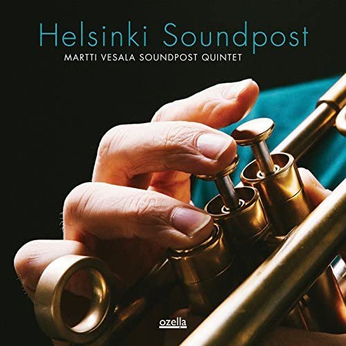 CD cover: hands on brass instrument valves, blue and gold tones.