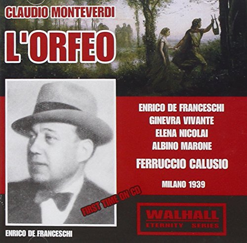 CD cover for Monteverdi’s *L’Orfeo*, featuring a portrait and landscape.