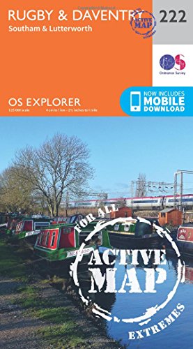 OS Explorer Map Active (222) Rugby and Daventry, Southam and Lutterworth